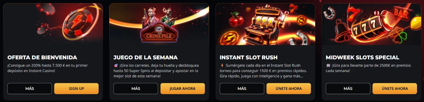 Promociones de Instant Casino Bonificaciones, promociones y torneos disponibles en Instant Casino